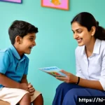 Home 22 언어치료학 전공과목 - A warm and inviting speech therapy session in a modern clinic designed for Hindi-speaking children, ...
